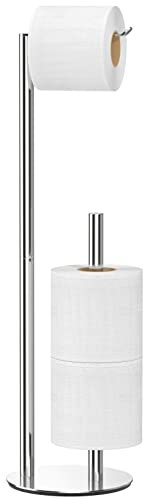 Silber Toilettenpapierhalter, freistehender Toilettenpapierhalter, Edelstahl Toilettenpapierrollenregal und Spender für 3 Papierrollen, Badezimmerzubehör