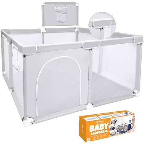GUBBY GUPS® Laufstall Baby Bällebad Laufgitter Baby mit Basketballkorb,124x124x66cm und als Lauflernhilfe