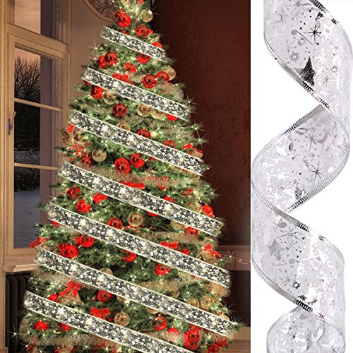 FainFun Luces de Hadas de Cinta Brillante, 5M Luces Hadas Cinta Navideña, Luminosa para Árbol de Navidad, Guirnalda para Decoración Interiores (Plata)