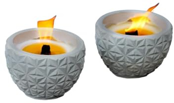 2er-Set Beton Outdoor Kerze Ornament Feuer mit Dauerdocht mit Kerzenresten, mit Wachsresten, Tischfeuer, Balkon,Gartenfackel von Gedankenwunder Manufaktur
