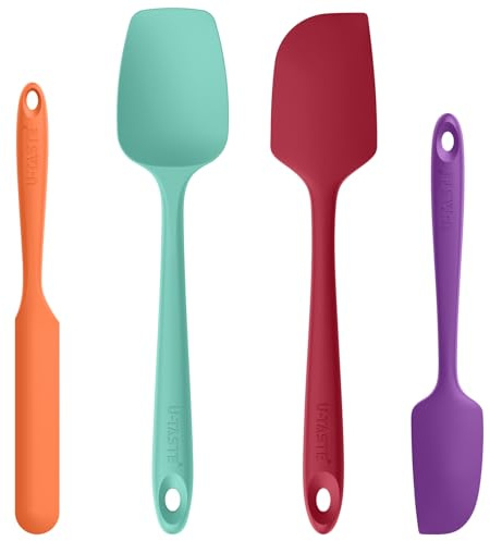U-Taste Silicone Spatula Set of 4, 315℃ Heat Resistant, Multicolors | Cooking Baking Mixing Rubber Bowl Scraper, Food Grade Seamless Flexible Kitchen Utensils, Non Stick Spoonula for Cookware