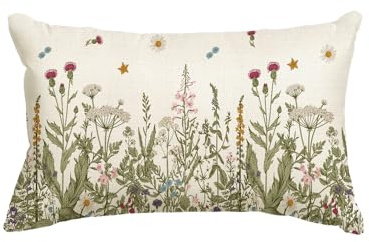 Artoid Mode Antike Kräuter Wilde Blumen Frühling Kissenbezug, 30x50 cm Saisonnal Zierkissenbezug Cushion Cover Couch Wohnzimmer Deko