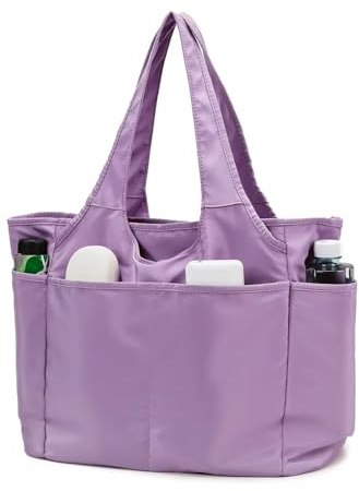 CCAIPU Tasche Damen Shopper große Wasserdicht Handtasche Schultertasche mit Reißverschluss Shopping Beuteltasche Tote Bag für Reisen Yoga Sport täglich (Lila)