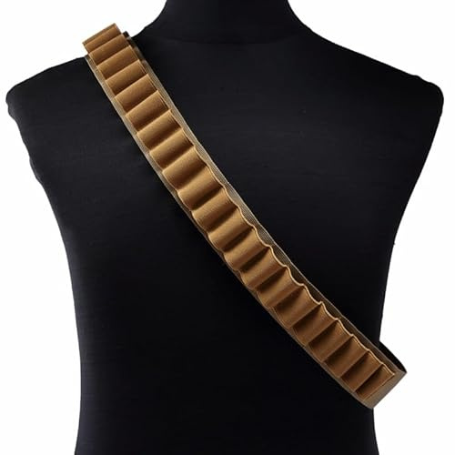 Gunyoo Bandoliera per cartucce di fucile 27 Round 12 o 20 Gauge Tattico Regolabile Shotshell Holder Shot Gun Shell Cintura con Fibbia a Sgancio Rapido per Caccia Tiro Sportivo (Marrone)