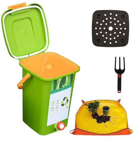 avec Robinet pour Collecter Le Liquide De Compost Composteur De Jardin 2/2,6/4/5 Gallons Recyclage Pratique des Déchets Alimentaires Composteur De Balcon,Style3(15L)-2Set