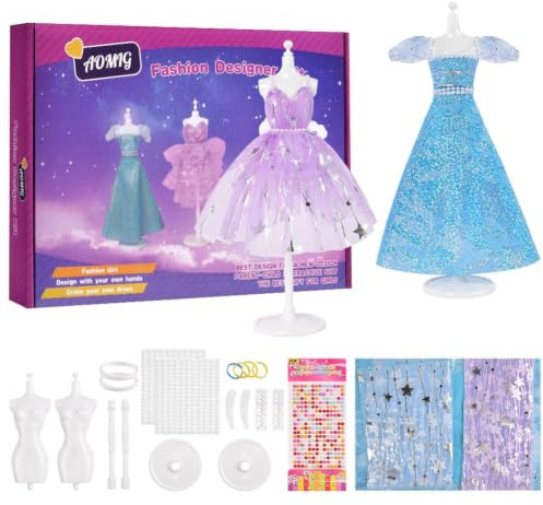 Aomig Modedesign Mädchen, Fashion Designer Studio Bastelset Kinder, DIY Kunst und Bastelset Nähsets Lernspielzeug mit 2 Mannequins, 24 Stücke DIY Sewing Crafts Geschenke Mädchen 6-12+ Jahre