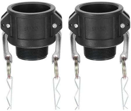 PATIKIL 2 Stück Poly Cam Lock Fittings 1,5 Schlaucharmaturen Schwarz | Cam Groove, Polypropylen, Teil B Männlicher Adapter x Weibliches NPT-Gewinde, Cam Lock Fittings