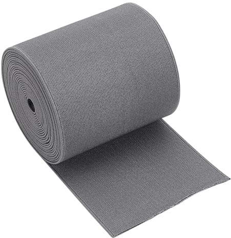 BENECREAT 4.37 Yards (4 m) Nastro elastico grigio pesante 10 cm doppio tessuto elastico in twill per la cintura dei pantaloni di vestiti, parrucche, gonne, progetti fai da te