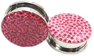 Epinki Piercing Schmuck, 2pcs Flesh Tunnel Dehner, Edelstahl 14mm Tunnel Mit Ohrring Rosa Ohrringe mit Zirkonia Rosa