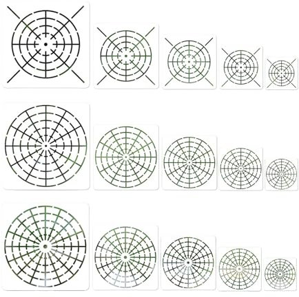 Kotkiddy 15 Stück Mandala Schablone, Mandala Dotting Malvorlagen Schablonen 8/12/16 Segmente 3/4/5/6/8 Zoll Wiederverwendbare Mandala-Schriftvorlage-Vorlage für Felsen, Holz