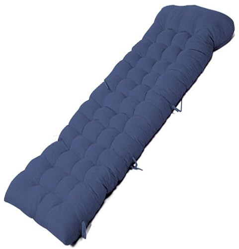DRFGHK Liegenauflage mit Krawatte, wasserdicht Auflage for Gartenliege 165x50x10cm, Polsterauflage for Sonnenliege, Auflagen for Deckchair, Polsterung Gartenliege Auflage Liegestuhl Polste(Navy Blue)