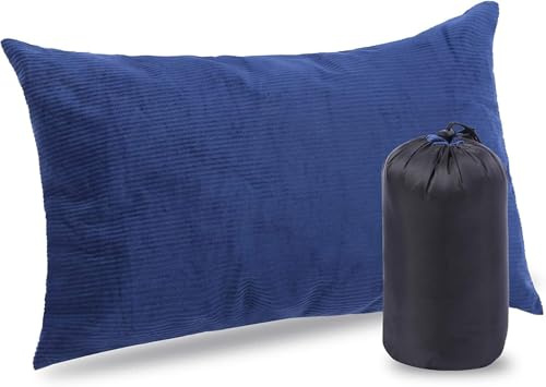 REDCAMP Coussin de Camping léger en Flanelle pour Sac de Couchage, extérieur, Camping, Voyage, Bleu (Peau Corduroy Bleu)