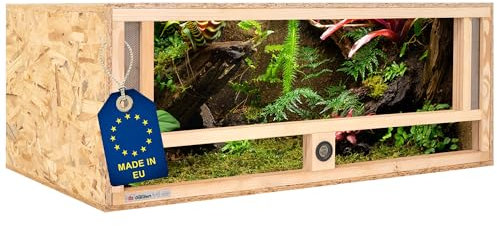 ITA Holz Terrarium 100x50x40 cm mit Frontbelüftung & Integriertem Hygrometer - Holzterrarium aus OSB-3 Platten - Terrarien für Reptilien, Schlangen, Amphibien - EU Produkt, FSC Zertifiziert