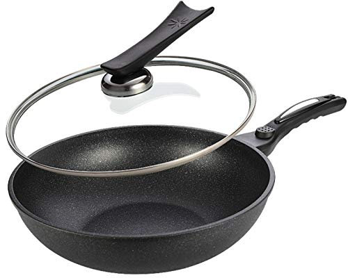 Poêle à Frire, poêle antiadhésive en Acier Inoxydable - 32 cm - Grande poêle à Induction avec poignée Anti-Chaleur, 32 cm