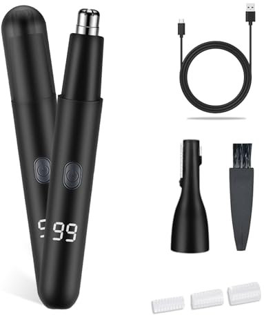 Nasenhaartrimmer, wiederaufladbares kabelloses Nasenhaartrimmer-Werkzeug, 2 in 1 Trimmer für Ohren- und Augenbrauenhaare, schmerzfreier Nasenhaartrimmer, Gesichtshaartrimmer für Männer und Frauen