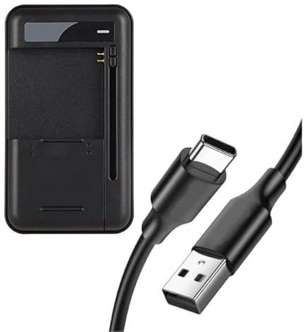 Chargeur de batterie externe universel à charge rapide avec indicateur LED pour batteries d'appareils photo mobiles et numériques avec connecteurs latéraux d'entrée de type C