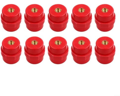 M8 Sammelschienen-Isolatoren, rot, Polyester, Abstandshalter für SM-35 Schaltschränke, 10 Packungen