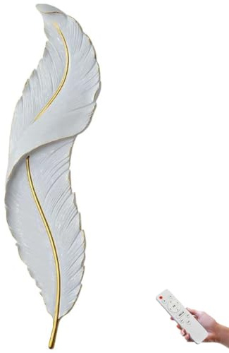 LOGT 26W LED Dimmbare Feder Wandleuchte mit Fernbedienung 3 Farben Kinderleuchten Weiße Feder Dekorative Wandlampe Moderne Kreative Wandleuchte für Schlafzimmer Wohnzimmer Kinderzimmer