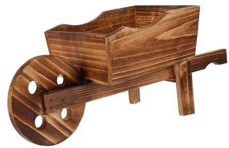 Toyvian Pot De Fleurs Bois Jardinière Décorative Forme De Brouette Pot De Fleurs pour Plante Jardin