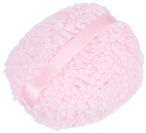 SOIMISS Große Flauschige Puderquaste in Rosa aus Lammwolle und Baumwolle für Sanfte Anwendung bei Make Up und Körperpuder für Frauen und Mädchen