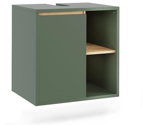 Vicco Mobiletto per lavabo Viola, Verde/Artigianale, 60 x 60 cm con ripiani aperti, adatto per il montaggio sotto lavabi standard