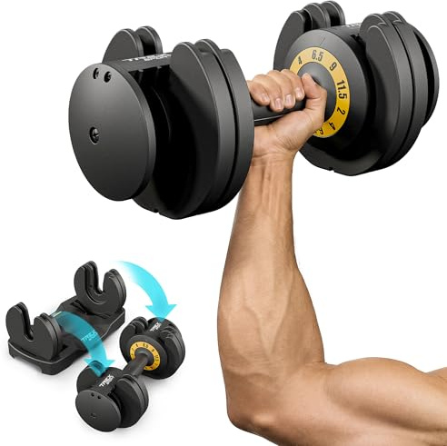 TREX SPORT Verstellbare Kurzhantel Set Einstellbar 2-11,5 kg TX-012AB | Gusseisen mit Kunststoffbeschichtung, Drehmechanismus, 5 Gewichtsstufen, Schwarz