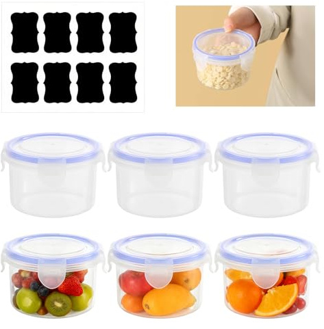 Euablfo 6 Stück Frischhaltedosen mit Deckel Rund, Frischhaltedosen für Lebensmittel, 300ML Rund Meal Prep Boxen, BPA-freit Aufbewahrungsbox Küche Behälter Gefrierboxen Plastikdosen