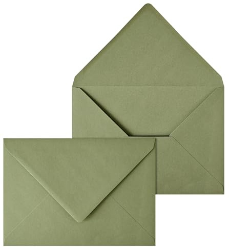 Netuno 20 stora kuvert olivgrön DIN C5 16,2 x 22,9 cm 120g eleganta stora kuvert A5 för bröllop jul inbjudningar