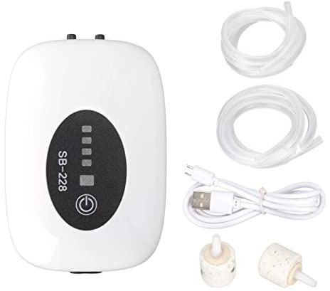 Aquarium-Luftpumpe, tragbar, staubdicht, USB, leises Aquarium, wiederaufladbar, Sauerstoffpumpe mit Dual-Modus für Aquarium, Outdoor-Angeln, ABS-Material, 7 x 12 cm oder 8,5 x 12 (SB-228 Doppelloch)