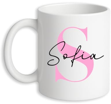 Taza Personalizada con Inicial y Nombre, Blanca, cerámica regalos originales regalo personalizado, 325 ml, Impresión directa sobre la taza,Apta para Lavavajillas