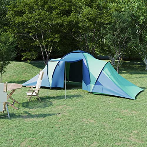 Campingzelt 6 Personen Blau Grün Familienzelt Wurfzelt Großes Zelt Perfekt für Campingabenteuer Outdoor-Aktivitäten