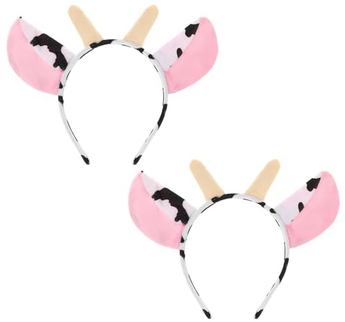 SYEYCW 2 Stück Kuh Stirnband, Plüsch kuhohren Kostüm Stirnbänder, Kuh Haarreif Erwachsene, Niedliche Tierohren und Hörner Haarreif, für Cosplay, Karneval, Halloween, Fasching Kostümparty