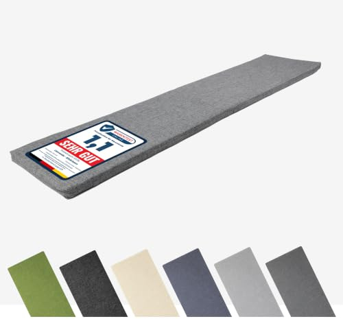 Garronda Bankauflage Outdoor Gartenbank Auflage 180x40 Grau GD-0220 | Dicke: ca. 4 cm, Wasserabweisend, UV-beständig, mit Bändern, als Sitzkissen für Hollywoodschaukel und Gartenmöbel