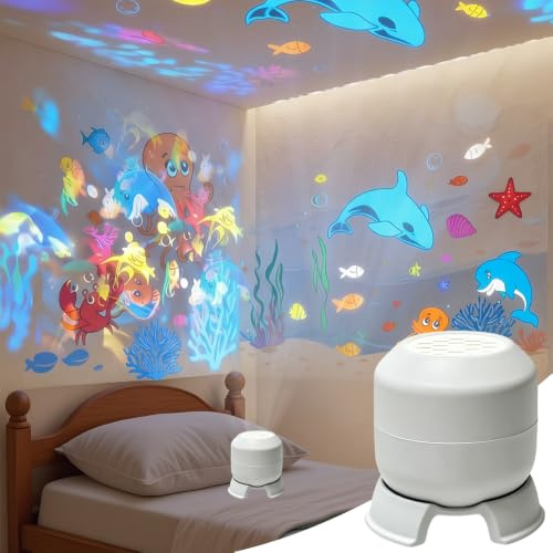 Agarte Dynamic Rotating LED Projector Light, 360 Colorful Rotating Projection Light, Adjustable Brightness Dynamic Ambient Light Strip Base, LED Atmosphere Lamp for Bedroom, Home Theater