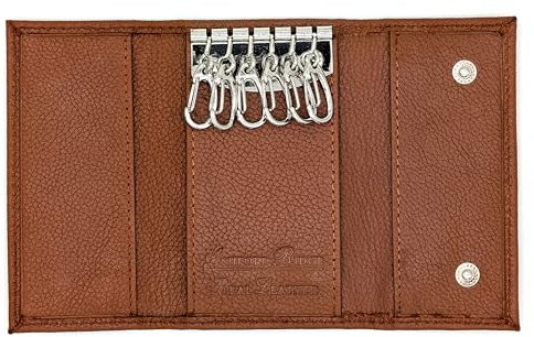 Ashford Ridge Real Leather Key Case Holder Wallet for Men and Women - Tan