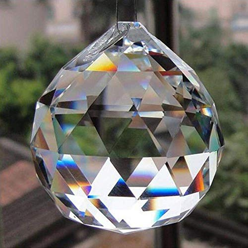 Petrichor Clear Crystal Hanging Ball Feng Shui Prisms Sun-Catcher Window Decorative Good Luck Prosperity - Home Decoration/Gifting (7 x 7 x 7 cm)