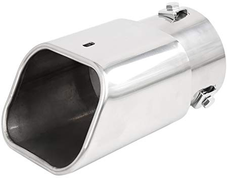 sourcing map Tubo Silenciador Cuadrado Cromado 1Pc para Escape | Acero Inoxidable, Entrada 73 Mm, Salida 92 X 80 Mm, Longitud 165 Mm, Ajuste Tuberia 1-3/4 A 2-3/8