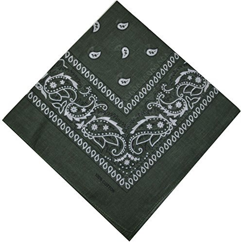 Bandana Halstuch Biker Nikki Tuch Schal Paisley Kopftuch 100% Baumwolle 25 Farben (3er, khaki)
