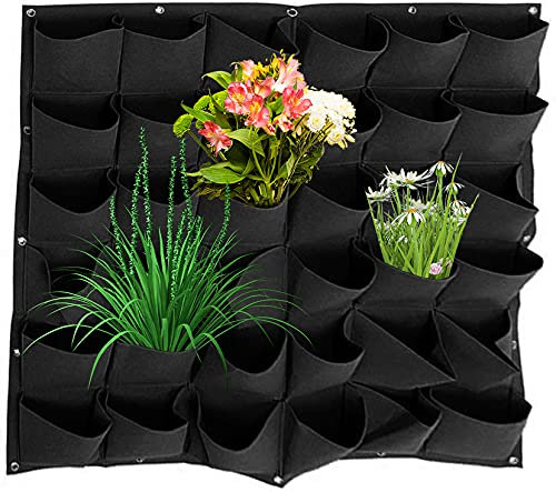 JIAN YA NA 36 tasche per piantare piante da appendere alla parete fioriera da giardinaggio per interni ed esterni verticali borse per coltivare 100 x 100 cm (nero)