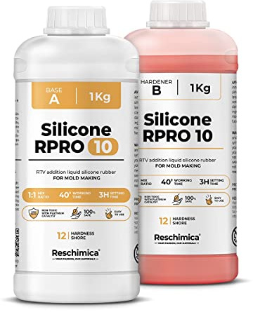 RESCHIMICA Silicona para Moldes Blandos R PRO 10 (2 kg) | Silicona Platino Para Hacer Moldes, No Tóxica, 1:1, Fácil de Usar, Rápida, Alta Elasticidad, 12 Shore, para Resina y Yeso