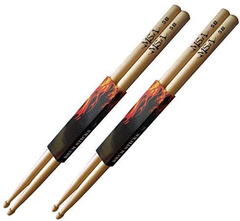 2 Paar DRUMSTICKS — 5B — (4 Stück) — AHORNHOLZ — SCHLAGZEUGSTÖCKE — HOLZKOPF — TROMMELSTÖCKE — MSA — SCHLAGZEUGSTICKS 5B