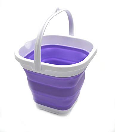 SAMMART 2,6L Super Mini Square Faltbarer Plastikeimer - Faltbare quadratische Wanne - tragbarer Wassereimer zum Fischen - platzsparender Outdoor-Wassertopf (Lt Purple)