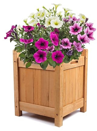 My Garden Planter Square Heavy Duty Light Weight Wooden Planter Pot Decking Wooden Planting Box Easy To Assemble Ideal For Plants Shrubs Flowers