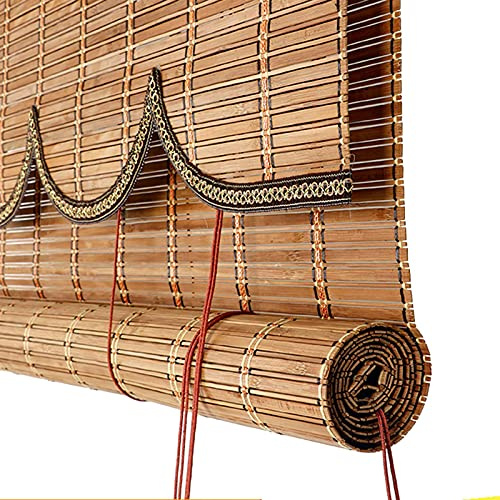 JLXJ Bambusrollo Rollos Bambus Rollo Sonnenschirm für Außen Pergola Balkon, Sichtschutz Jalousien mit Valance, 95cm/115cm/135cm/155cm Breit (Size : 135×250cm(53×98.4in))