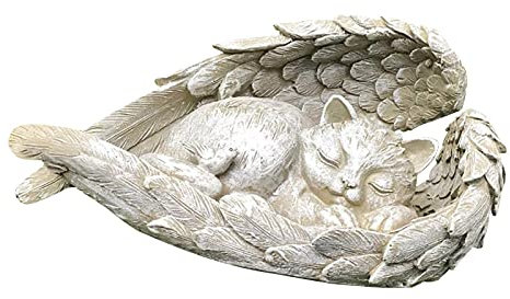 NSXIN Statue d'animaux pour chien et chat,Statue de jardin,Ailes d'ange,Décoration funéraire,Résistant aux intempéries,Ange jardin avec ailes d'ange,Pierres tombales ou décorations de gazon (chat B)