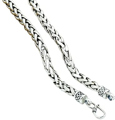 Daesar Halskette Herren 50-60CM ohne Anhänger, 6MM Zopfkette mit Hakenverschluss Hip Hop Kette Silber 925 Freundschaftskette für Männer Jugend