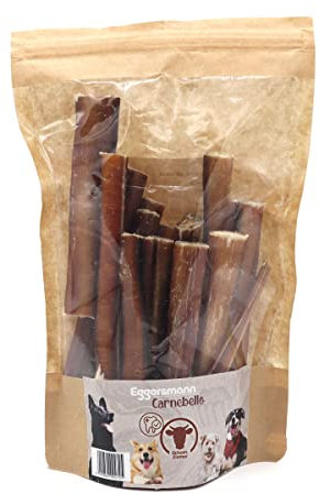 Eggersmann Carnebello - Natursnack Ochsenziemer (1 x 300 g) - Hunde Snacks ohne Zusatzstoffe und besonders fettarm - Snack für Zahnpflege Hund im wiederverschließbaren Beutel