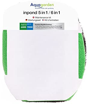 Aquagarden Inpond 6000/9000 Kit di manutenzione | Set di filtri con 6 cuscinetti in lana polimerica e 1 filtro in schiuma lavabile | facile sostituzione del filtro per acqua del laghetto chiara e sana