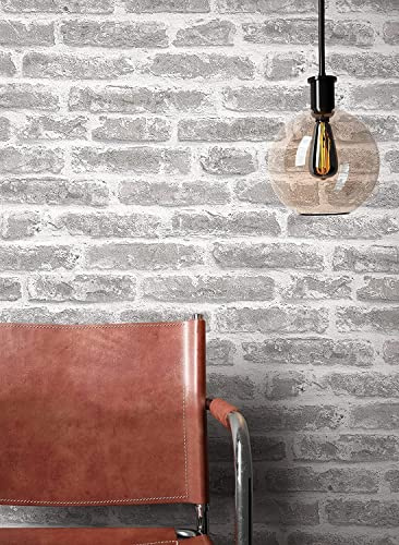NEWROOM Tapete Grau Vliestapete Stein - Steintapete Industrial Ziegelstein Klinker Steinoptik Modern Backstein Steinmauer inkl. Tapezier-Ratgeber | Sichtbacksteinoptik mit Kalkschlieren, raue Ziegelstruktur, Loft und Vintage Stil, Strukturtapete für Flur und Büro