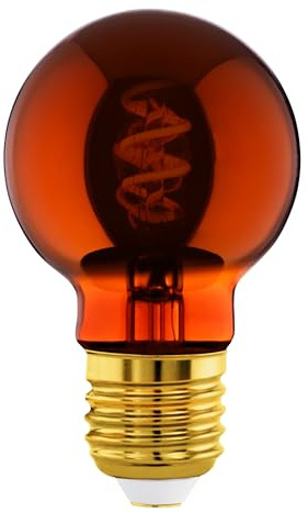 EGLO E27 Lampe dimmbar, Spiral LED Glühbirne Globe | Vintage Deko Leuchtmittel Kupfer im Retro-Design, 4 Watt, 30 Lumen, warmweiß, 2000k, Edison Birne G60, Ø 6 cm